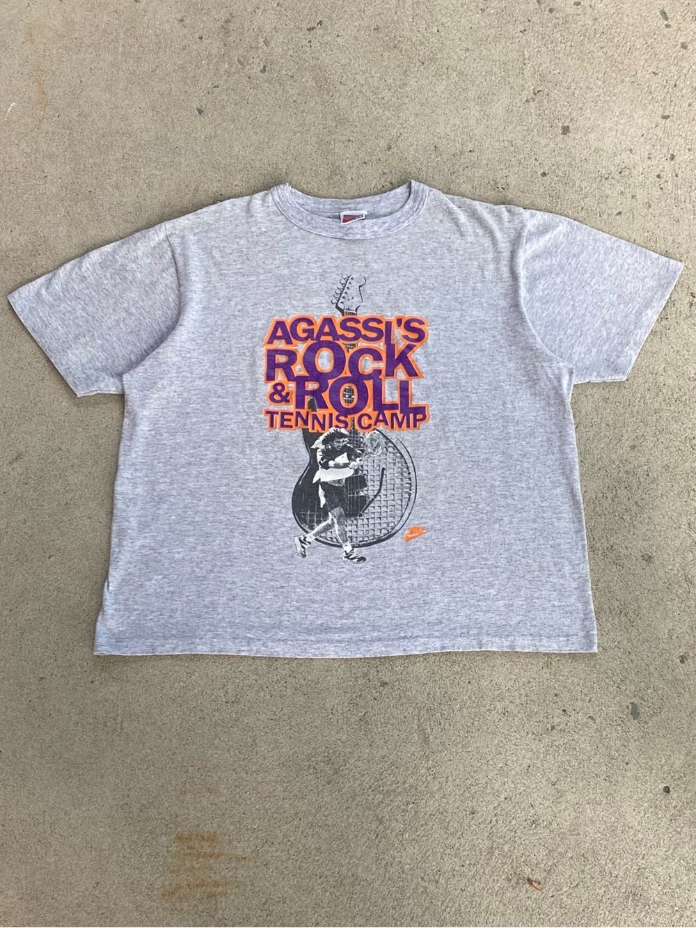 Vintage 80s Nike Agassi’s Rock & Roll Tennis Camp Tee Shirt